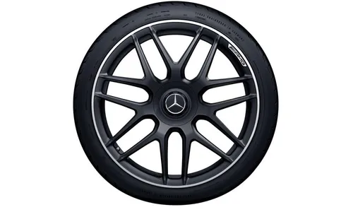 Колесный диск AMG 9,5J×20 ET25 для Mercedes-Benz E-Class 213, передняя ось, черный, матовый, кромка обода с алмазной проточкой, перекрестные спицы — фото 1