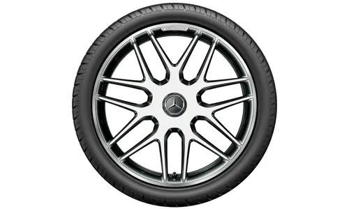 Колесный диск AMG 9,5J×20 ET25 для Mercedes-Benz E-Class 213, передняя ось, серебристый, полированный, перекрестные спицы — фото 1