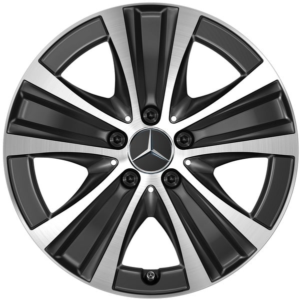 Колесный диск 7,5J×17 ET40 для Mercedes-Benz E-Class 213 / E-Class 238, передняя и задняя оси, черный, с алмазной проточкой, 5 спиц — фото 1