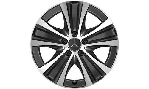 Колесный диск 7,5J×17 ET40 для Mercedes-Benz E-Class 213 / E-Class 238, передняя и задняя оси, черный, с алмазной проточкой, 5 спиц — фото 1