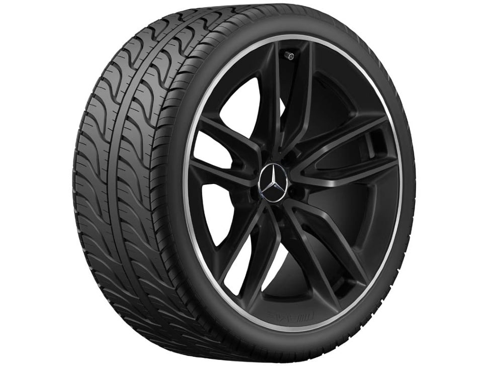 Колесный диск AMG 8J×20 ET20 для Mercedes-Benz A238/C238/S213/W213, передняя ось, чёрный, матовый, 5 двойных спиц — фото 1