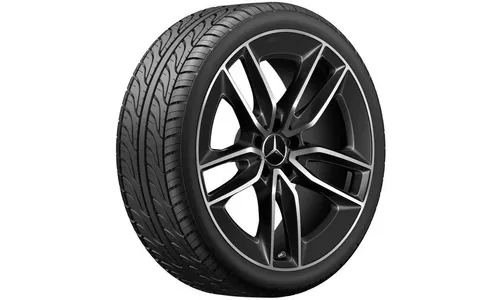 Колесный диск AMG 9J×20 ET49 для Mercedes-Benz E-Class 213 / E-Class 238, задняя ось, черный, с алмазной проточкой, 5 двойных спиц — фото 1