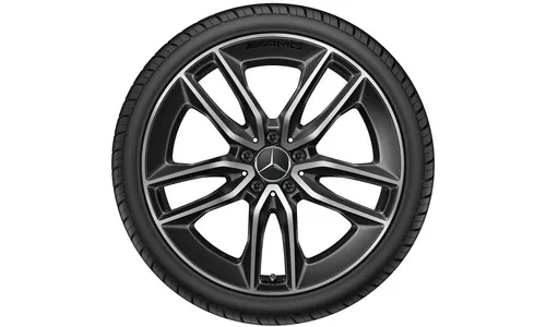 Колесный диск AMG 9J×20 ET49 для Mercedes-Benz E-Class 213 / E-Class 238, задняя ось, черный, с алмазной проточкой, 5 двойных спиц — фото 2