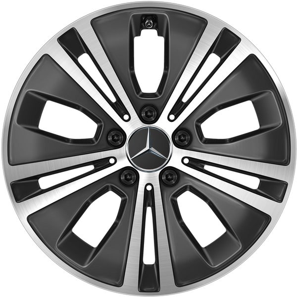 Колесный диск 7,5J×17 ET40 для Mercedes-Benz E-Class 213 / E-Class 238, передняя и задняя оси, черный, с алмазной проточкой, 5 двойных спиц — фото 1