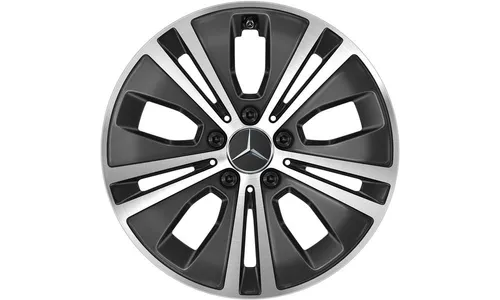 Колесный диск 7,5J×17 ET40 для Mercedes-Benz E-Class 213 / E-Class 238, передняя и задняя оси, черный, с алмазной проточкой, 5 двойных спиц — фото 1