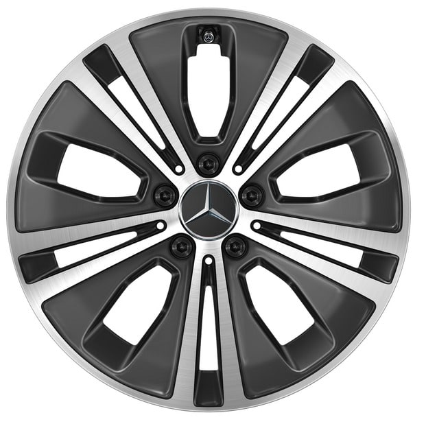 Колесный диск 8J×18 ET43 для Mercedes-Benz E-Class 213 / E-Class 238, передняя и задняя оси, черный, с алмазной проточкой, 5 двойных спиц — фото 1