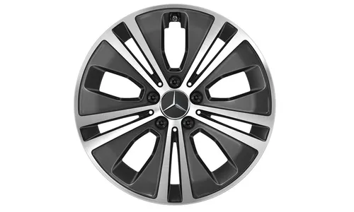 Колесный диск 8J×18 ET43 для Mercedes-Benz E-Class 213 / E-Class 238, передняя и задняя оси, черный, с алмазной проточкой, 5 двойных спиц — фото 1