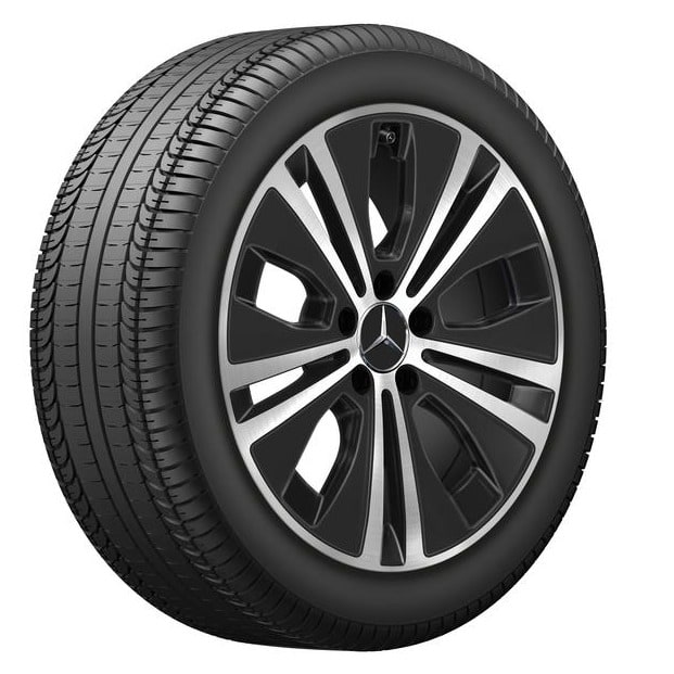 Колесный диск 8J×18 ET43 для Mercedes-Benz E-Class 213 / E-Class 238, передняя и задняя оси, черный, с алмазной проточкой, 5 двойных спиц — фото 2
