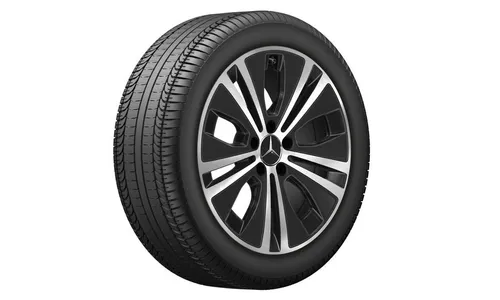 Колесный диск 8J×18 ET43 для Mercedes-Benz E-Class 213 / E-Class 238, передняя и задняя оси, черный, с алмазной проточкой, 5 двойных спиц — фото 2