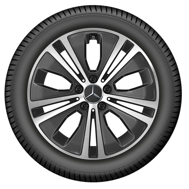 Колесный диск 8J×18 ET43 для Mercedes-Benz E-Class 213 / E-Class 238, передняя и задняя оси, черный, с алмазной проточкой, 5 двойных спиц — фото 3