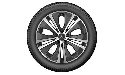 Колесный диск 8J×18 ET43 для Mercedes-Benz E-Class 213 / E-Class 238, передняя и задняя оси, черный, с алмазной проточкой, 5 двойных спиц — фото 3