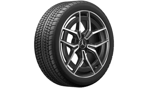 Колесный диск AMG 8J×19 ET43 для Mercedes-Benz A238/C238/S213/W213, передняя ось, черный, с алмазной проточкой, 5 двойных спиц — фото 2