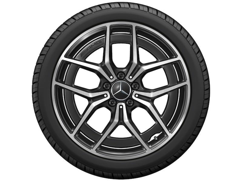 Колесный диск AMG 8J×19 ET43 для Mercedes-Benz A238/C238/S213/W213, передняя ось, черный, с алмазной проточкой, 5 двойных спиц — фото 3