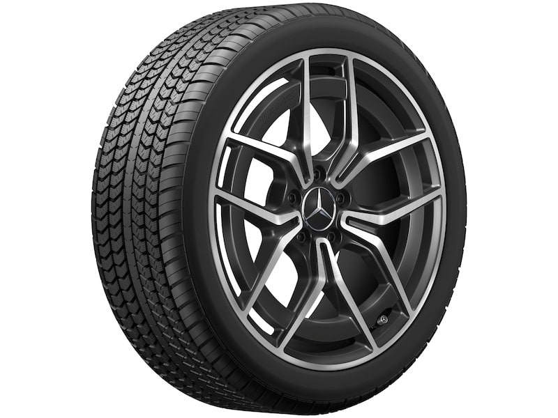 Колесный диск AMG 9J×19 ET49 для Mercedes-Benz A238/C238/S213/W213, задняя ось, черный, с алмазной проточкой, 5 двойных спиц — фото 2