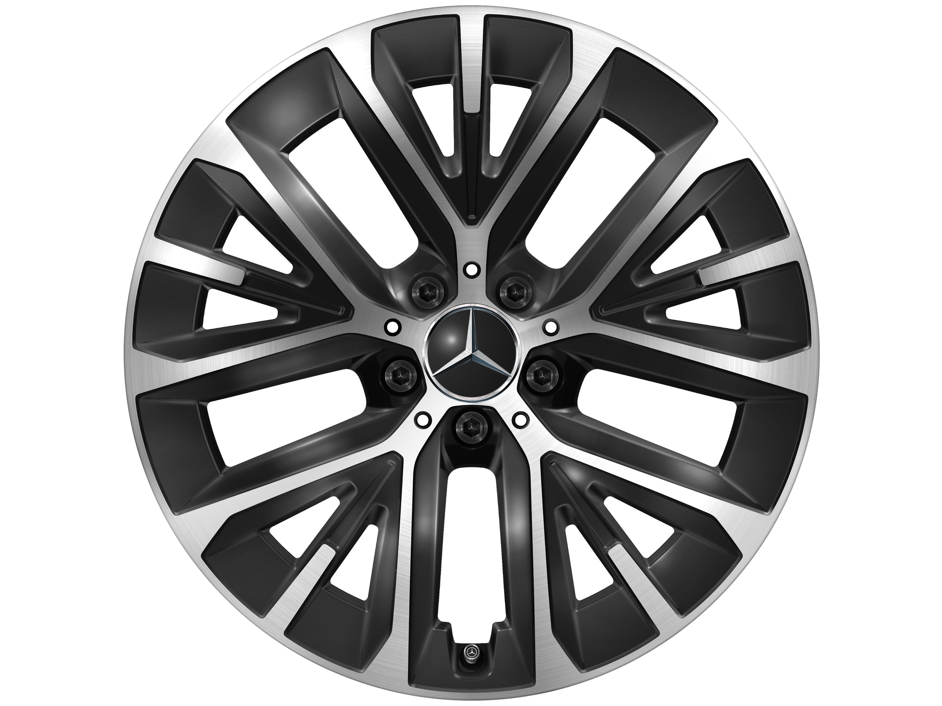 Колесный диск 8,5J×19 ET30 для Mercedes-Benz E-Class 214, передняя и задняя оси, черный, с алмазной проточкой, Y-образные спицы — фото 1