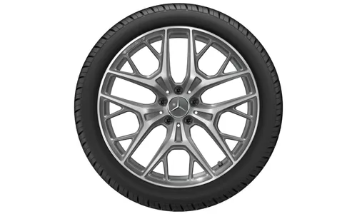 Колесный диск AMG 10J×20 ET48,1 для Mercedes-Benz S-Class 223, задняя ось, серый Himalaya, с алмазной проточкой, перекрестные спицы — фото 2