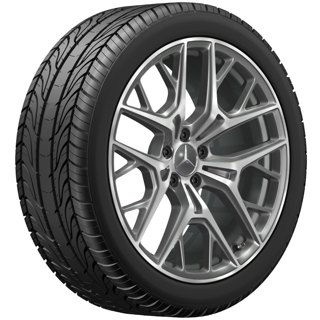 Колесный диск AMG 10J×20 ET48,1 для Mercedes-Benz S-Class 223, задняя ось, серый Himalaya, с алмазной проточкой, перекрестные спицы — фото 3
