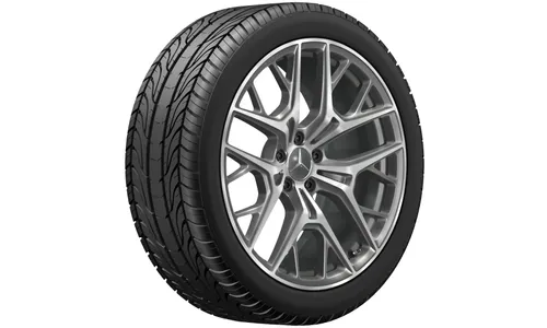 Колесный диск AMG 10J×20 ET48,1 для Mercedes-Benz S-Class 223, задняя ось, серый Himalaya, с алмазной проточкой, перекрестные спицы — фото 3