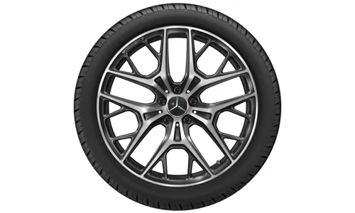 Колесный диск AMG 10J×20 ET48,1 для Mercedes-Benz S-Class 223, задняя ось, черный, с алмазной проточкой, перекрестные спицы — фото 2