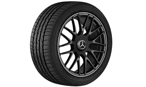 Колесный диск AMG 9J×19 ET37 для Mercedes-Benz C218/X218, передняя ось, чёрный, матовый, перекрестные спицы — фото 1