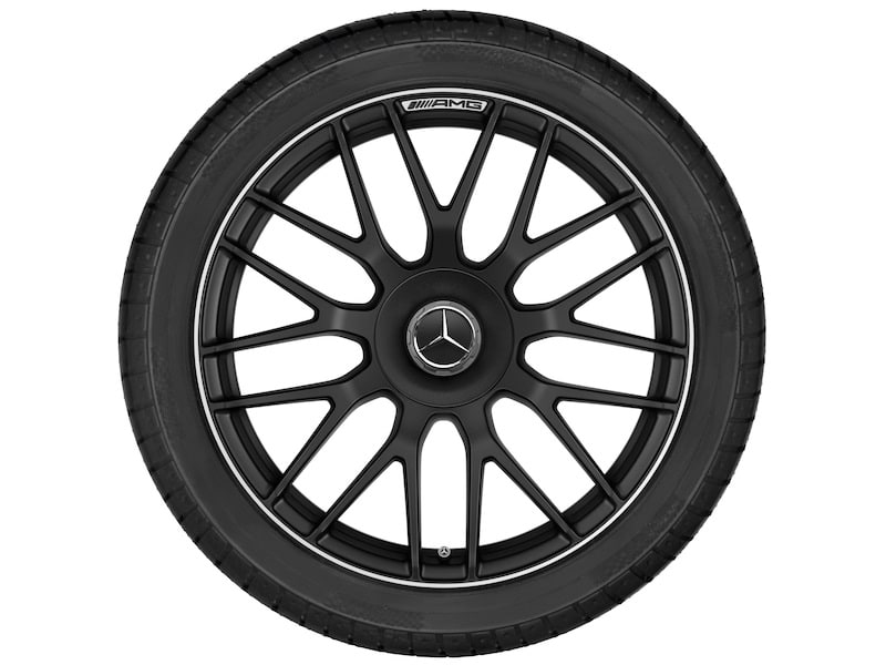 Колесный диск AMG 9J×19 ET37 для Mercedes-Benz C218/X218, передняя ось, чёрный, матовый, перекрестные спицы — фото 3
