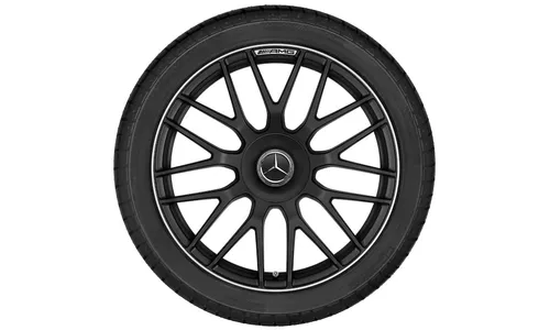 Колесный диск AMG 9J×19 ET37 для Mercedes-Benz C218/X218, передняя ось, чёрный, матовый, перекрестные спицы — фото 3