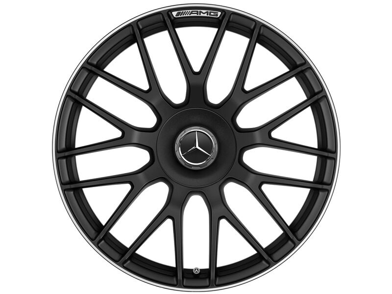 Колесный диск AMG 9J×19 ET37 для Mercedes-Benz C218/X218, передняя ось, чёрный, матовый, перекрестные спицы — фото 4