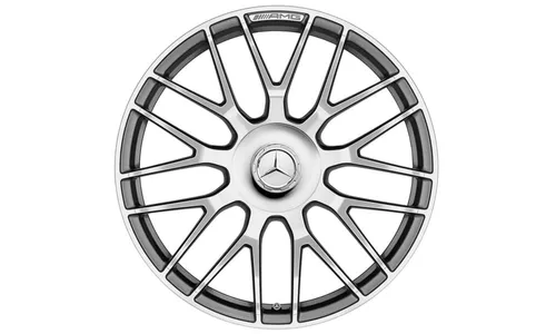 Колесный диск AMG 10J×19 ET47 для Mercedes-Benz CLS 218, задняя ось, титаново-серый, с алмазной проточкой, перекрестные спицы — фото 1