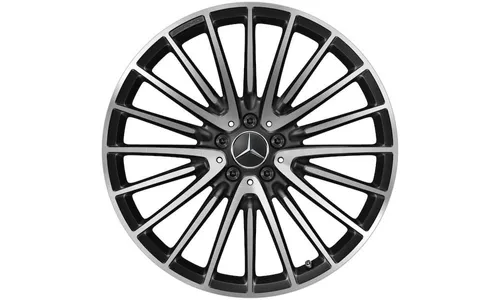 Колесный диск AMG 9J×21 ET34 для Mercedes-Benz S-Class 223, передняя ось, черный, с алмазной проточкой, многоспицевый — фото 1
