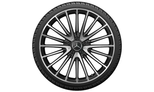 Колесный диск AMG 10J×21 ET48 для Mercedes-Benz S-Class 223, задняя ось, черный, с алмазной проточкой, многоспицевый — фото 2