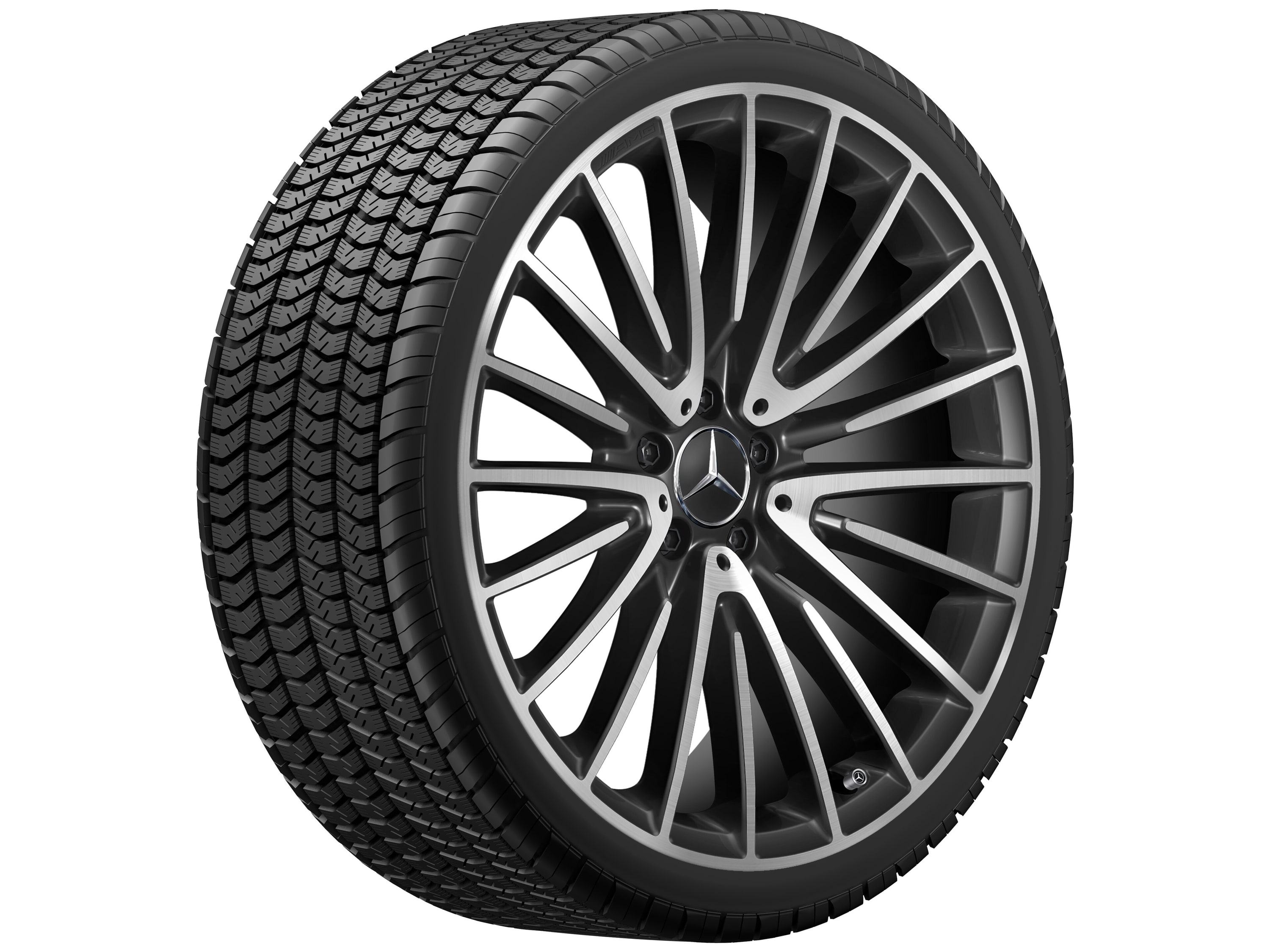 Колесный диск AMG 10J×21 ET48 для Mercedes-Benz S-Class 223, задняя ось, черный, с алмазной проточкой, многоспицевый — фото 3