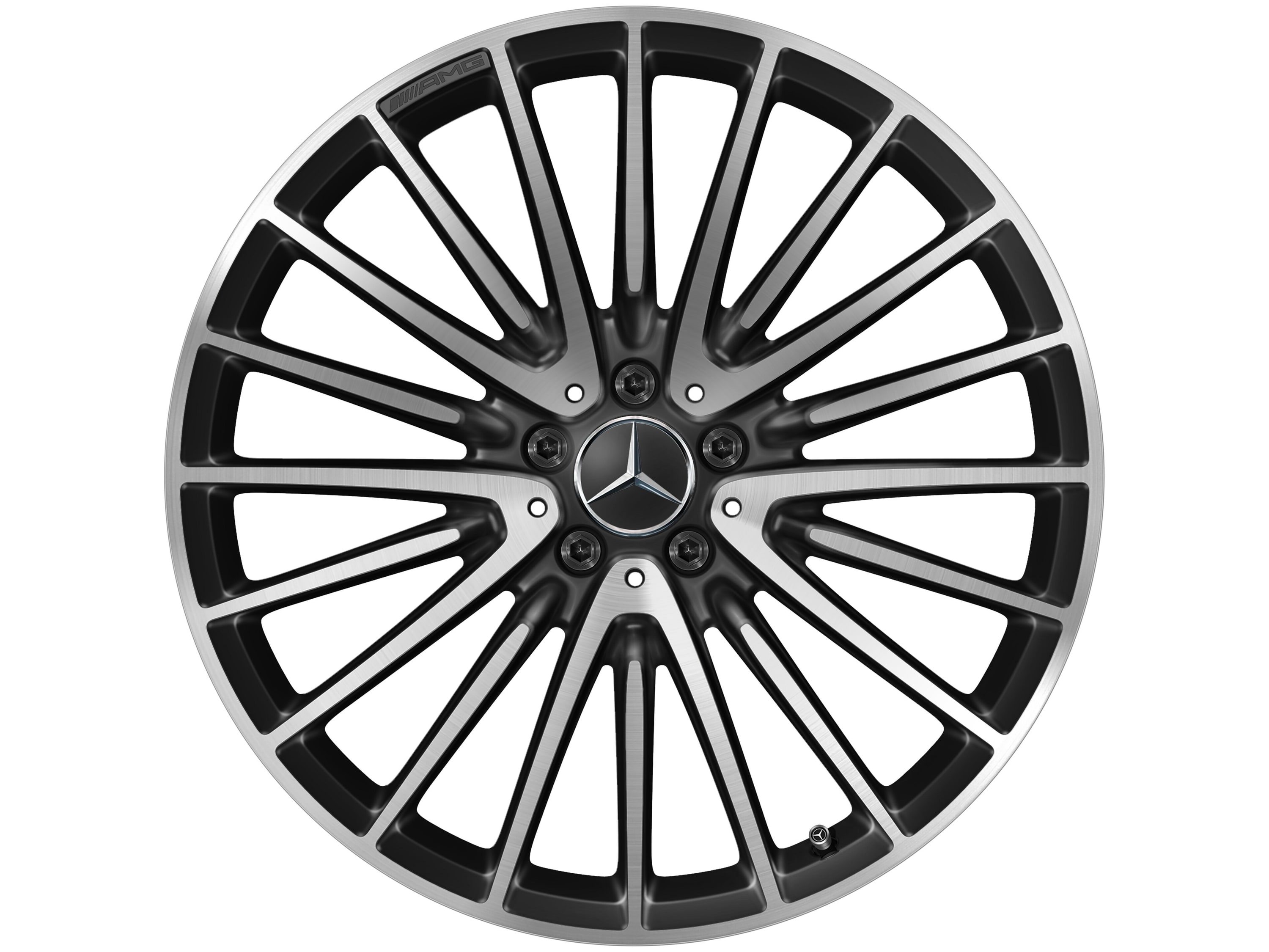 Колесный диск AMG 10J×21 ET48 для Mercedes-Benz S-Class 223, задняя ось, черный, с алмазной проточкой, многоспицевый — фото 4