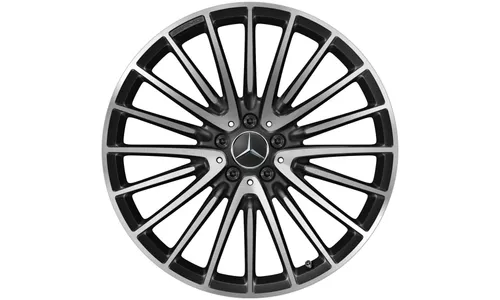 Колесный диск AMG 10J×21 ET48 для Mercedes-Benz S-Class 223, задняя ось, черный, с алмазной проточкой, многоспицевый — фото 4