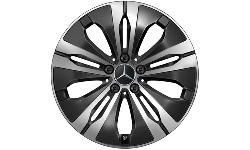 Колесный диск 8J×18 ET29 для Mercedes-Benz S-Class 223, передняя и задняя оси, черный, с алмазной проточкой, 5 декоративных отверстий — фото 1