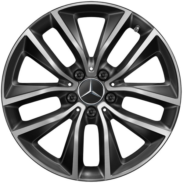 Колесный диск 8J×18 ET37 для Mercedes-Benz S-Class 223, передняя и задняя оси, черный, с алмазной проточкой, 5 двойных спиц — фото 1