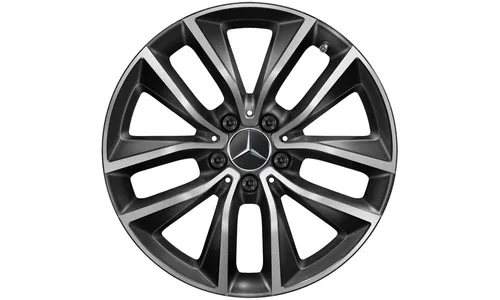 Колесный диск 8J×18 ET37 для Mercedes-Benz S-Class 223, передняя и задняя оси, черный, с алмазной проточкой, 5 двойных спиц — фото 1