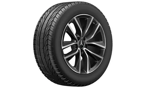 Колесный диск 8J×18 ET37 для Mercedes-Benz S-Class 223, передняя и задняя оси, черный, с алмазной проточкой, 5 двойных спиц — фото 2