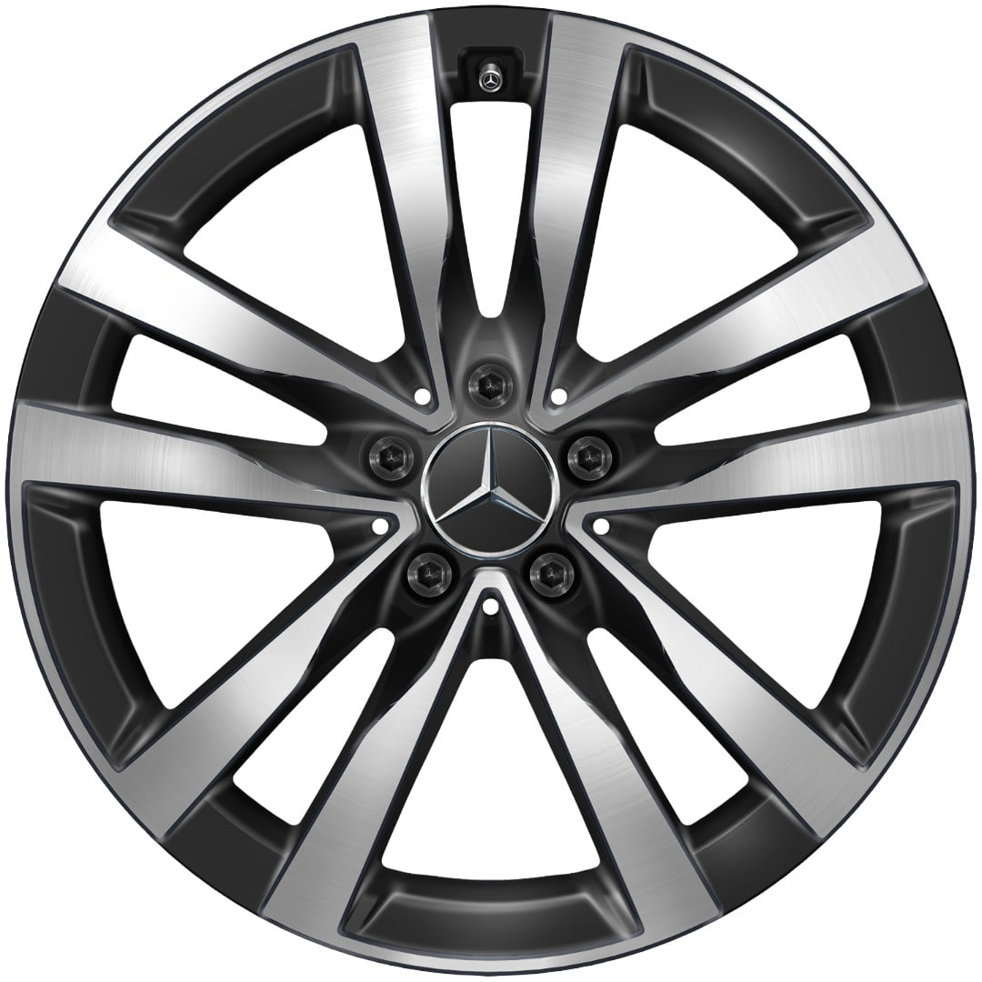 Колесный диск 8,5J×19 ET31,5 для Mercedes-Benz S-Class 223, передняя и задняя оси, черный, с алмазной проточкой, 5 двойных спиц — фото 1