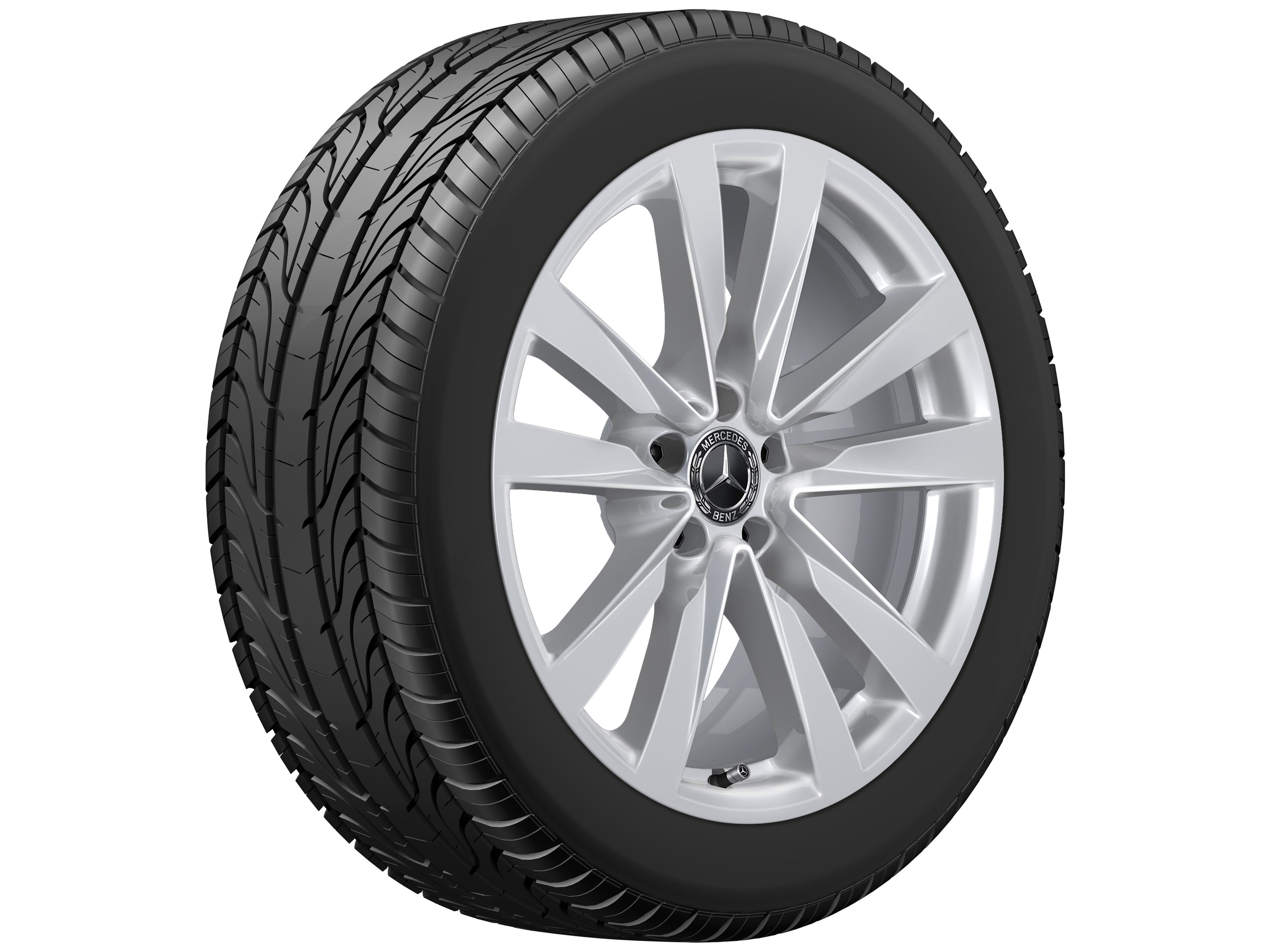 Колесный диск 10J×19 ET48,1 для Mercedes-Benz S-Class 223, задняя ось, серебристый Vanadium Silver, окрашенный, 5 двойных спиц — фото 3