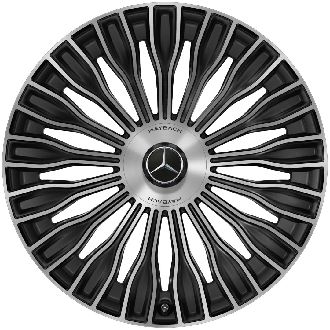 Колесный диск Maybach 9J×21 ET34,1 для Mercedes-Maybach S-Class 223, передняя и задняя оси, черный, с алмазной проточкой, многоспицевый — фото 1