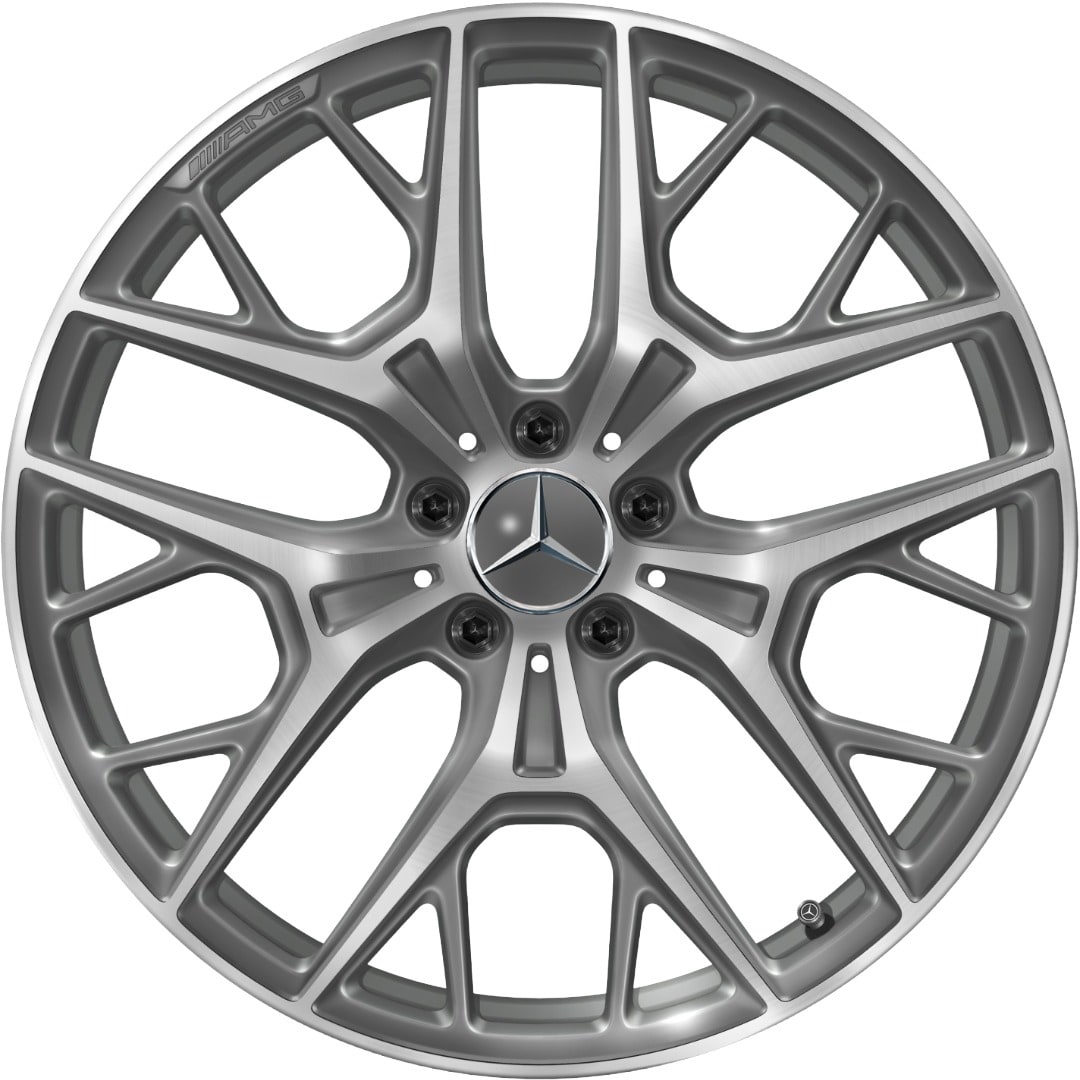 Колесный диск 9J×20 ET34 для Mercedes-Benz S-Class 223, передняя и задняя оси, серый Himalaya, с алмазной проточкой, перекрестные спицы — фото 1
