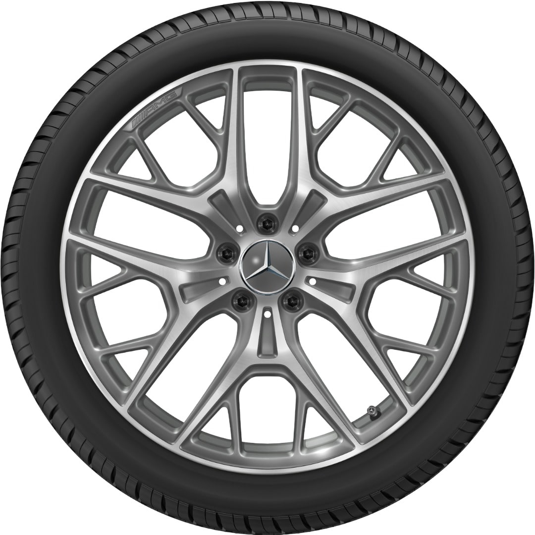 Колесный диск 9J×20 ET34 для Mercedes-Benz S-Class 223, передняя и задняя оси, серый Himalaya, с алмазной проточкой, перекрестные спицы — фото 2