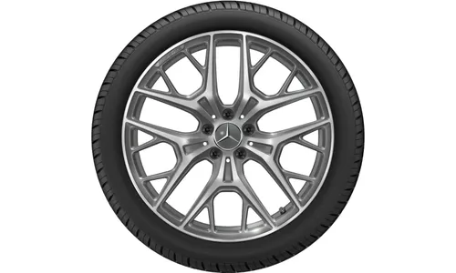 Колесный диск 9J×20 ET34 для Mercedes-Benz S-Class 223, передняя и задняя оси, серый Himalaya, с алмазной проточкой, перекрестные спицы — фото 2