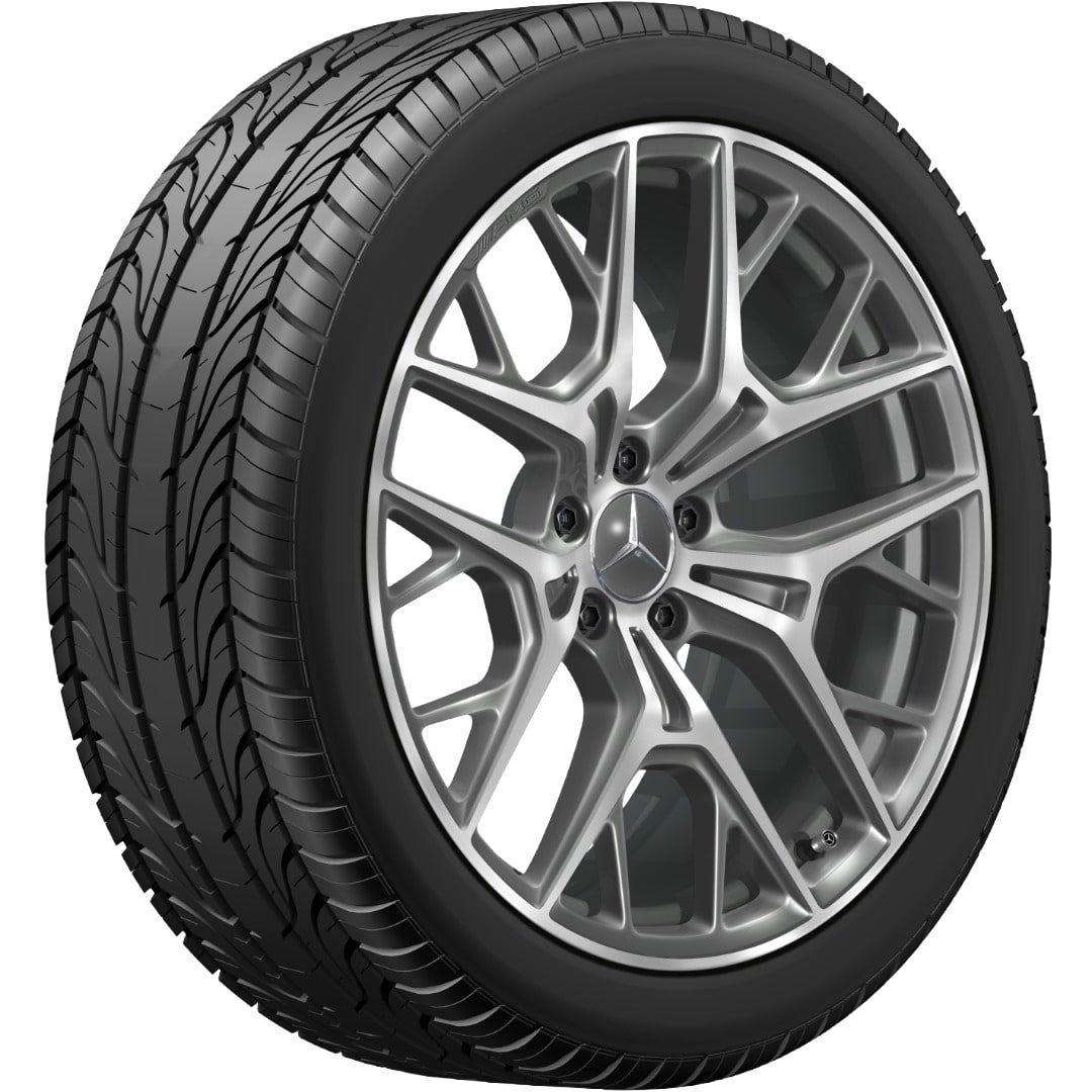 Колесный диск 9J×20 ET34 для Mercedes-Benz S-Class 223, передняя и задняя оси, серый Himalaya, с алмазной проточкой, перекрестные спицы — фото 3