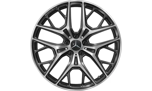 Колесный диск AMG 9J×20 ET34 для Mercedes-Benz S-Class 223, передняя и задняя оси, черный, с алмазной проточкой, перекрестные спицы — фото 1