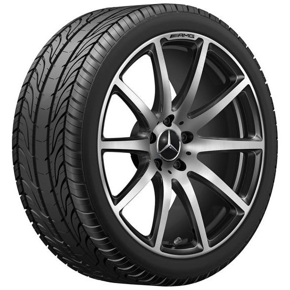 Колесный диск AMG 9J×19 ET27 для Mercedes-Benz SL 231, передняя ось, черный, с алмазной проточкой, 10 спиц — фото 2
