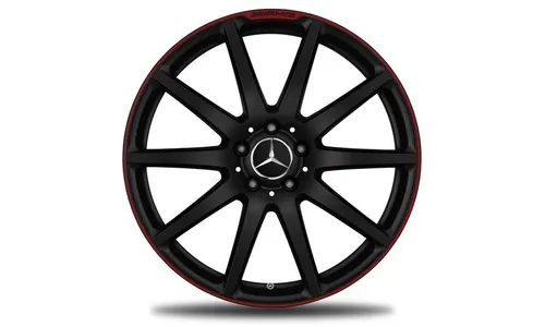 Колесный диск AMG 9J×19 ET27 для Mercedes-Benz SL 231, передняя ось, черный, матовый, красная окрашенная кромка обода, 10 спиц — фото 1