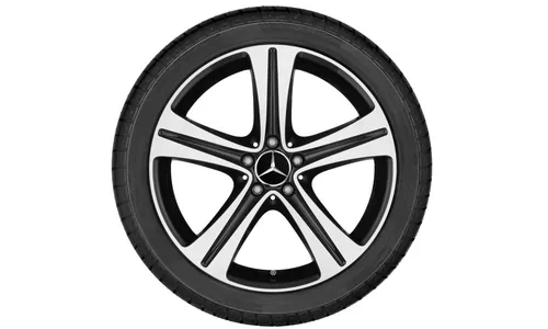 Колесный диск 8,5J×19 ET35,5 для Mercedes-Benz SL 231, передняя ось, черный, с алмазной проточкой, 5 спиц — фото 3