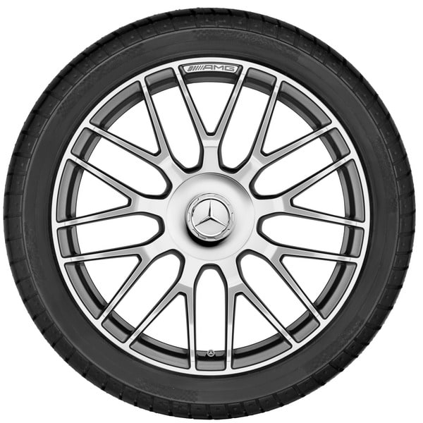 Колесный диск AMG 9J×19 ET27 для Mercedes-Benz SL 231, передняя ось, титаново-серый, с алмазной проточкой, перекрестные спицы — фото 3