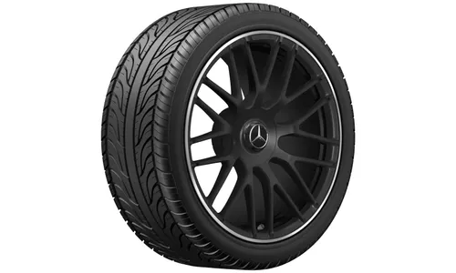 Колесный диск AMG 9J×19 ET27 для Mercedes-Benz SL 231, передняя ось, черный, матовый, перекрестные спицы — фото 1